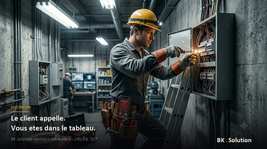 Électricien dans le tableau pendant qu'un appel reste sans réponse