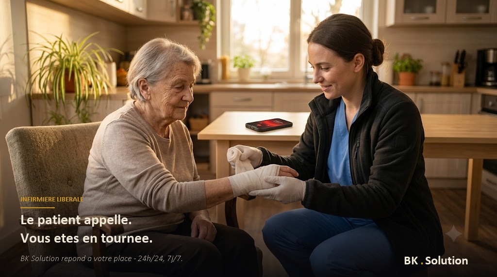 Infirmière libérale en tournée pendant qu'un appel reste sans réponse